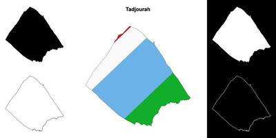 Tadjourah region outline map set vector