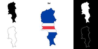 Sal municipality outline map set vector