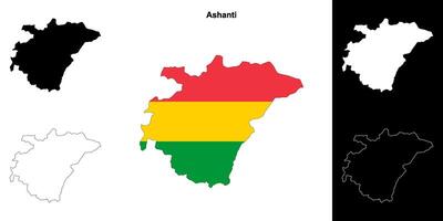 Ashanti region outline map set vector