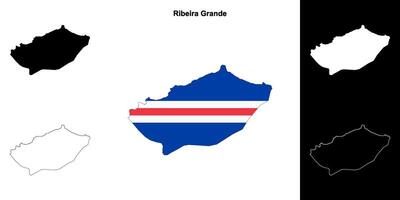 Ribeira Grande municipality outline map set vector