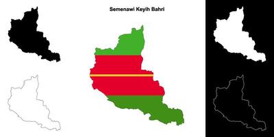 Semenawi Keyih Bahri region outline map set vector