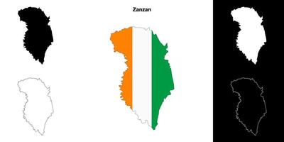 Zanzan district outline map set vector