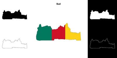 Sud region outline map set vector