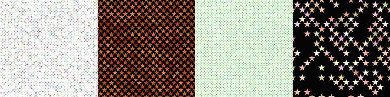 Seamless pentagram star pattern set vector