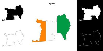 Lagunes district outline map set vector
