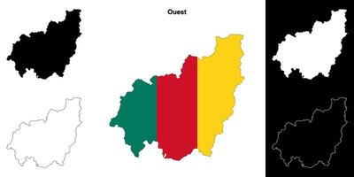 Ouest region outline map set vector