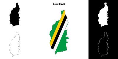 Saint David parish outline map set vector