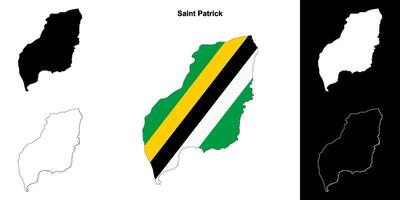 Saint Patrick parish outline map set vector
