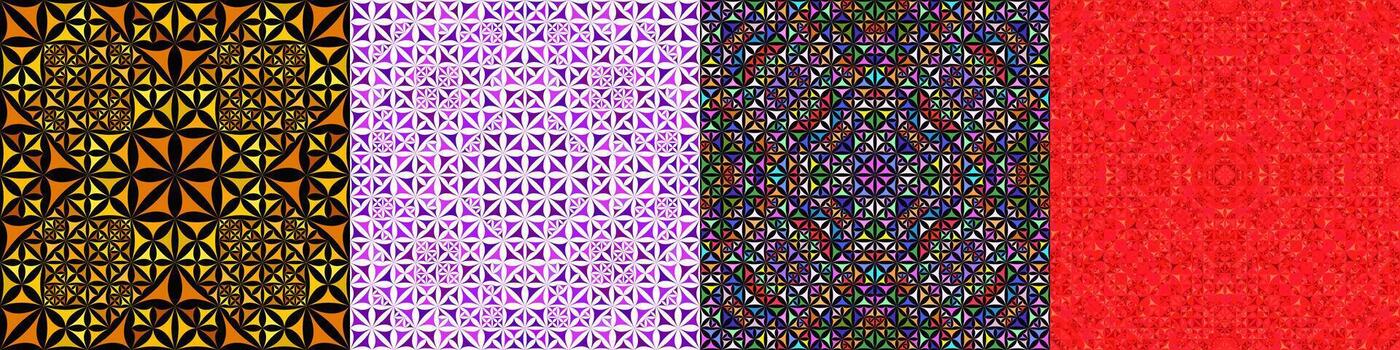 Seamless geometrical kaleidoscope pattern set vector