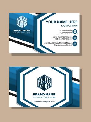 Blue hexagon modern creative business card and name card,horizontal simple clean template design, layout in rectangle size, identity card.