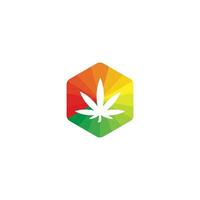 cannabis hexagon icon, hemp weed marijuana cbd oil shape on negative space colorful hexagon vector