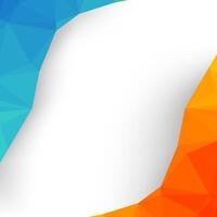 Polygonal background with gradient color blue and orange vector