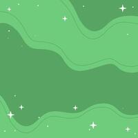 Abstract Green Xmas Background With Wavy Lines and Sparkling Stars, Square Design vector