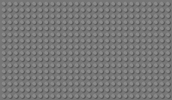 Grey Construction Toy Baseplate Top View, Featuring a Grid of Circular Studs for Building Block Designs. Wide Banner with Copy Space for Text, Design Template