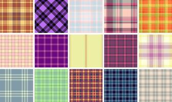 Classic checkered plaid set, offering versatile geometric patterns for shirts, clothes, and textile materials with a British-inspired aesthetic. vector