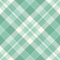 Top textile texture tartan, rest seamless plaid. Winter fabric pattern background check in mint and light colors. vector