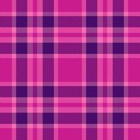 Worn pattern fabric check, magazine texture textile plaid. Single tartan background seamless in pink and violet colors. vector