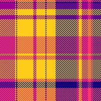 70s textile pattern texture, collection seamless tartan fabric. Cultural check plaid background in yellow and red colors. vector