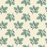 Hand drawn floral pattern design. Simple ornament with plant and leaf. vector