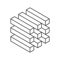 Cube logo, geometric design. Monochrome box logotype company, trendy techno emblem in isometric line style. vector