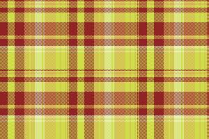 Crease plaid pattern background, drapery tartan textile seamless. Grungy texture check fabric in lime and red colors. vector