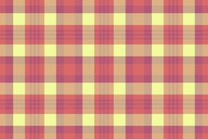 Art fabric texture, autumn seamless plaid textile. Trendy background pattern check tartan in red and pink colors. vector