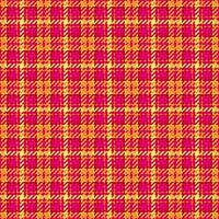 Styled texture tartan background, cover fabric check textile. Hounds tooth plaid seamless pattern in pink and orange colors. vector