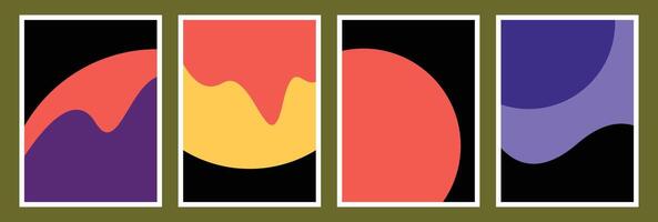 Abstract shapes poster design set. Modern and minimalist wavy forms template bundle. vector