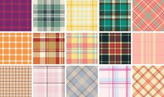 Geometric plaid and checkered patterns designed for textile and fabric use, adding a rustic, old-fashioned touch to clothes and home decor. vector