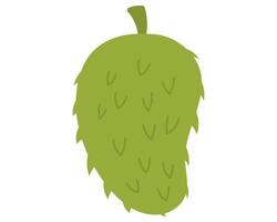 Fruit Soursop in cartoon hand drawn simple style. Editable variable color vector
