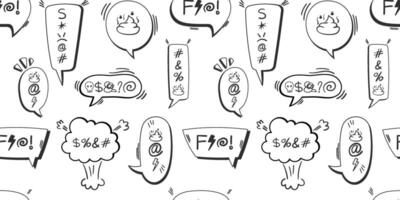 Seamless Doodle Style Speech Bubble Pattern with Comic Symbols, Expletives, and Expressions for Humorous and Creative Backgrounds vector