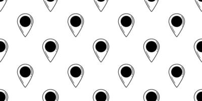 Seamless Black and White Pattern with Doodle Style Location Icons for Navigation, Travel, and Mapping on a Minimal White Background vector
