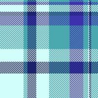 Close up textile check plaid, winter tartan texture. Faded fabric seamless pattern background in light and cyan colors. vector