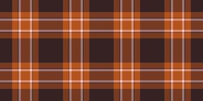 Subtle plaid tartan fabric, up seamless pattern . Deep background texture textile check in orange and dark colors. vector