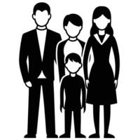 Posing Family Silhouette on White vector