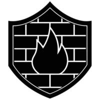 Security Firewall Silhouette Isolated on White vector