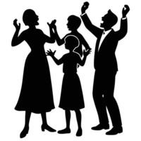 Singing Family Silhouetted on White vector