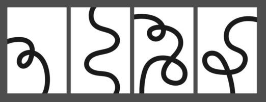Set of black abstract banner with curvy line. Background with scribble squiggle. Wave line art. Squiggly Design Element vector