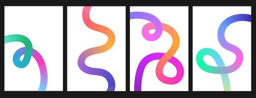 Abstract Color Gradient wavy liquid Shapes with loop. Set of flier with Colorful Wavy Swirl Ribbons. Colorful Fluid Wave Pattern. Squiggly Design Element vector