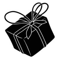 Gift Box Tied with String Silhouette on White vector