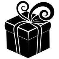 Gift Box with Swirl Design Silhouette on White vector