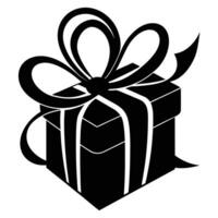 Gift with Curling Ribbon Silhouette Illustration vector