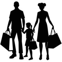 Silhouette of Family Returning from Shopping vector