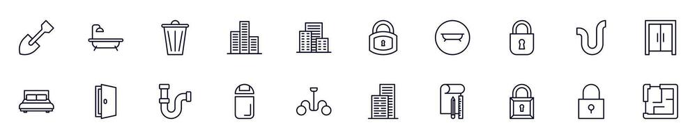 House, repair, renovation outline icons bundle. Editable stroke. Simple linear illustration for web sites, newspapers, articles book vector