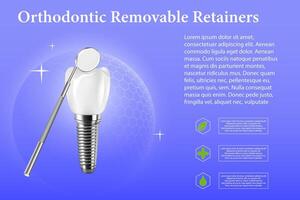 3D set of dental implants with installation in the gum vector