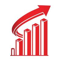 A red arrow going up a graph chart vector