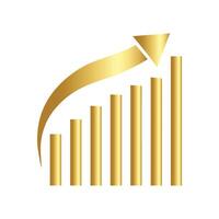 Golden bar graph chart icon vector