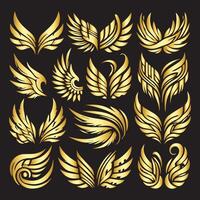 Golden wings set. vector