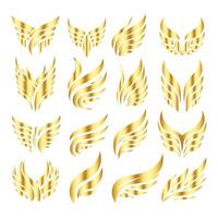 Golden wings set of icons vector