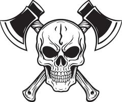 skull with silhouette axe vector